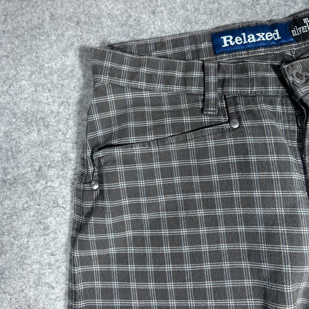 vintage Levi's SilverTab Denim jean Men 32x30(32x30) Gray grid Plaid Relaxed 90s - Picture 4 of 16